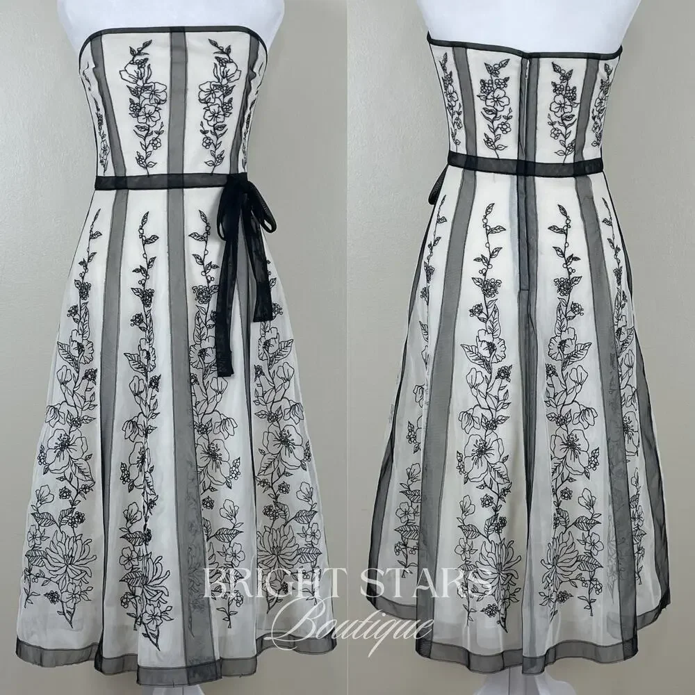 Rare Black and White Lace Strapless Dress ASO Charmed Piper Phoebe Halliwell - Picture 5 of 11